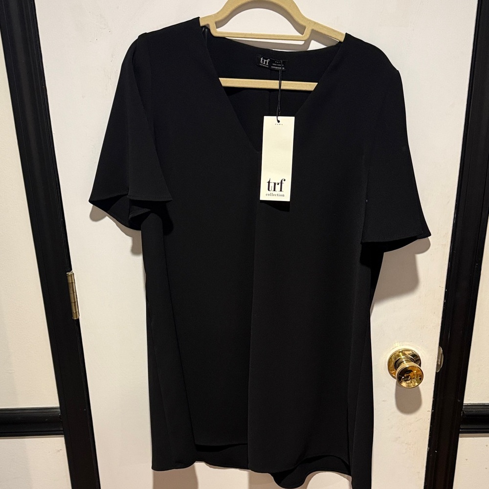 Zara Women's Black V-Neck Mini Dress